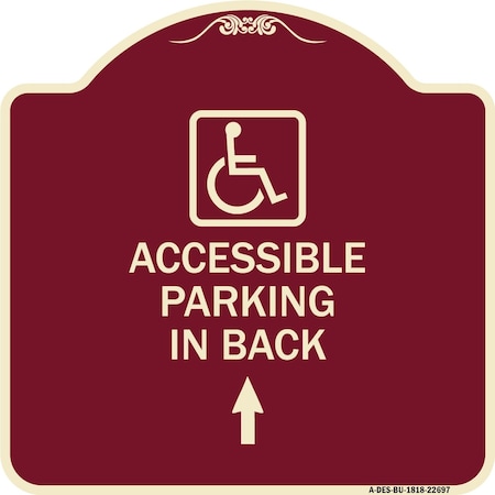 Signmission W/ NY Approved Isa Accessible Parking on Up Arrow Heavy-Gauge Alum Sign, 18" x 18", BU-1818-22697 A-DES-BU-1818-22697